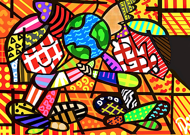 Colorful Abstract World Hug Art
