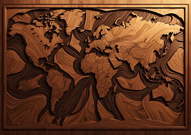 Wooden World Map Art