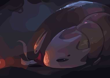 Resting Creature in Dark Illustration