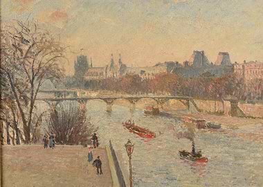 Paris River Scene Painting