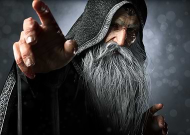 Mystical Wizard with Hood and Beard