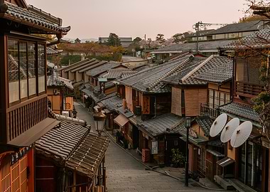 Kyoto street view at dawn
