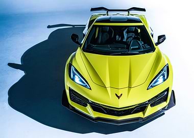 Yellow Corvette Z06 Front View