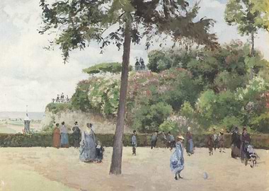 Impressionist painting of a park scene