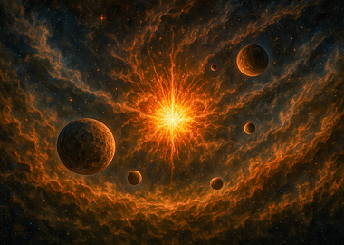 Fantasy Planets and Nebula in Space