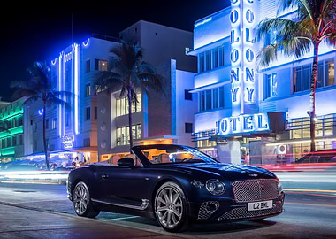 Bentley Continental in Miami at Night