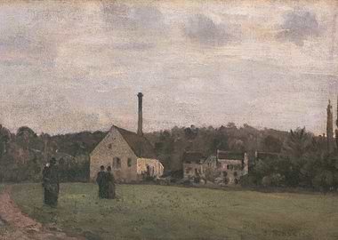 Landscape with Factory and Figures Painting
