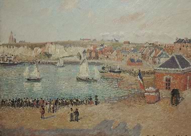 Impressionist Harbor Scene with Sailboats