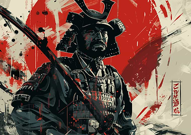 Samurai Warrior with Sword and Armor