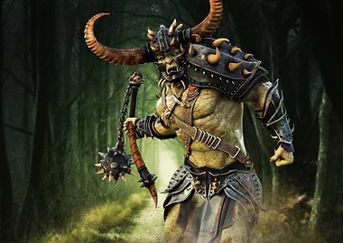Fantasy Orc Warrior in Forest