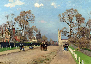 Pissarro's Impressionist painting of a village road