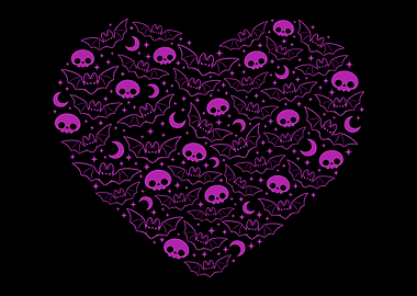 Kawaii Goth Bat Heart