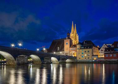 Regensburg, Germany at Night
