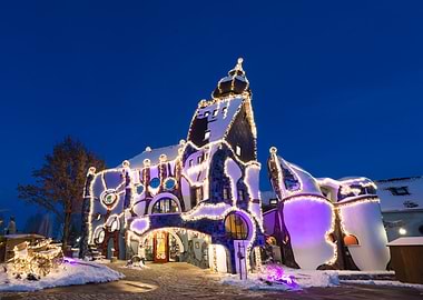 Hundertwasser House in Winter Night