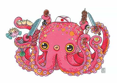 Sushi Chef Octopus Illustration