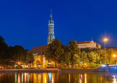 Night view of Landshut, Germany