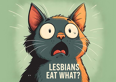 Shocked Cat Cartoon with Text