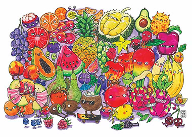 Cartoon Fruits Illustration