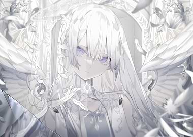 White Angelic Anime Girl Portrait