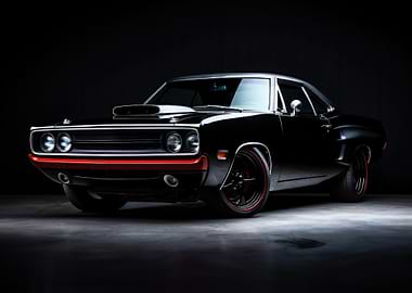 Sleek Black Muscle Car