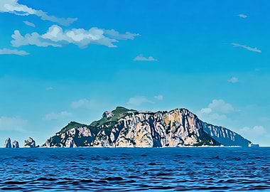 Capri Island in the sea under blue sky