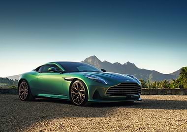 Green Aston Martin DB11 on Gravel
