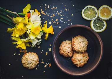 Cookies, Daffodils, and Lemon Slices