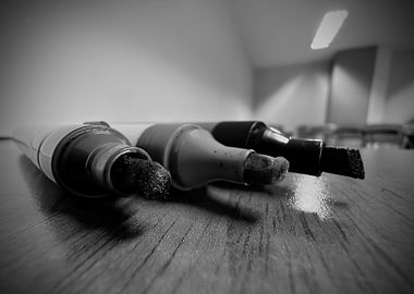 Black and White Markers on Wood