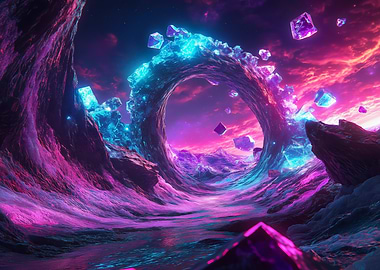 Neon crystal portal Landscape