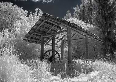 Monochrome Well House in Rural Setting