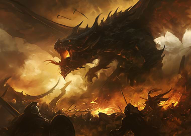 Dragon fantasy battle
