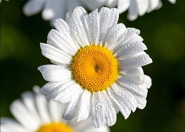 White Daisy with Water Droplets