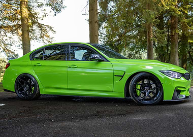 Lime Green BMW M3 in Nature