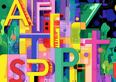 Abstract Colorful Typography Art