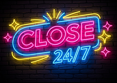 Closed 24/7 Neon Sign