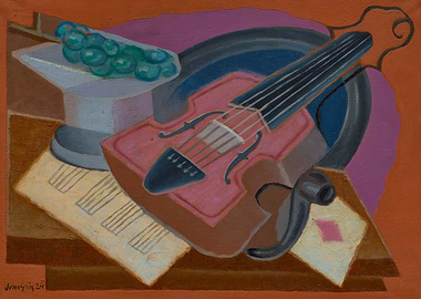 Still Life with Violin and Grapes, juan gris painting