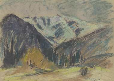 Mountain Landscape Pastel Drawing