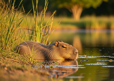 Capybara in Water