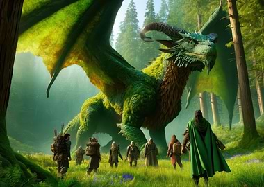 Green Dragon in Forest Glade