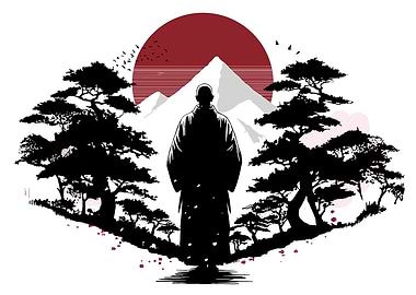 Samurai Silhouette Landscape