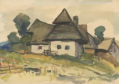 Watercolor Painting of Rural Houses