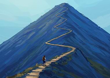 Mountain Trail Hiker Digital Art
