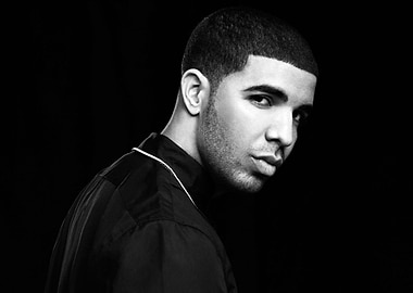 drake black and white portrait