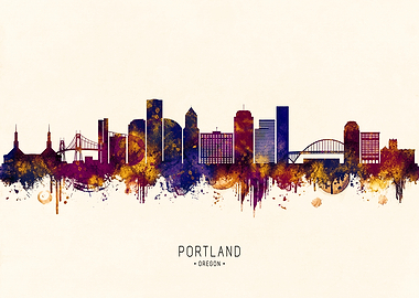 Portland Oregon Skyline Watercolor