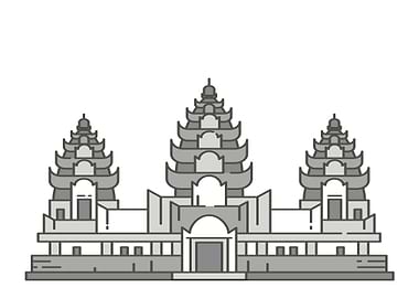 Minimalist Angkor Wat Temple Illustration