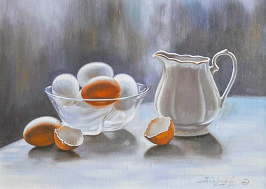 Still Life with Eggs and Creamer