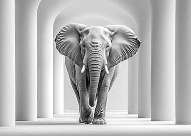 Elephant in White Corridor