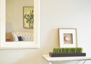 Interior decor with mirror and artwork