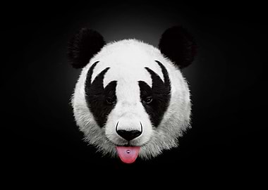 Panda with KISS makeup and piercing