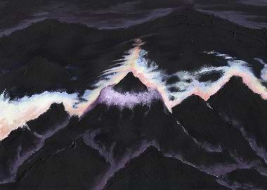 Dark Mountain Range with Light Streaks